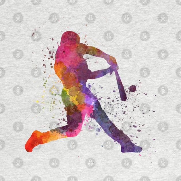 Baseball player in watercolor by PaulrommerArt